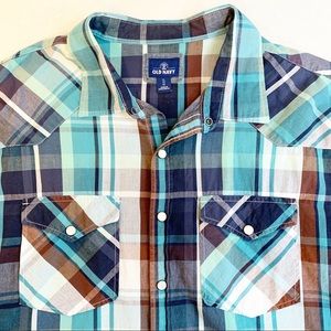 Old Navy | Plaid Snap Western Long Sleeved Shirt